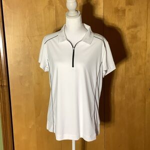 Slazenger white golf shirt with black accents, size XL